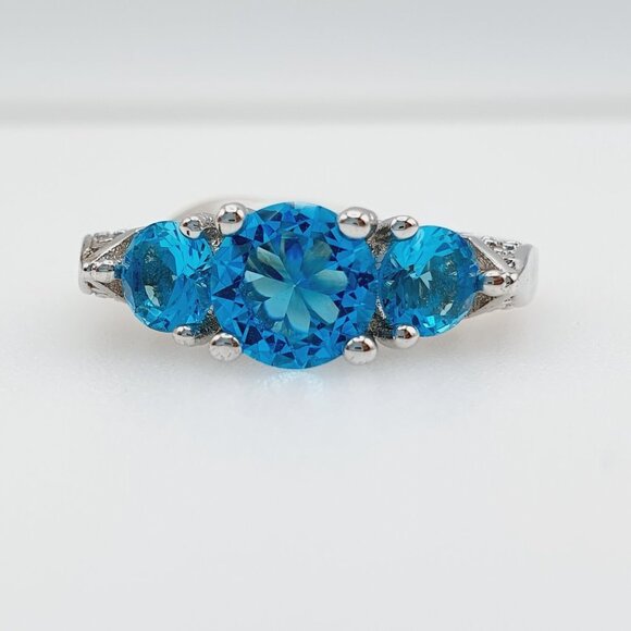 Retro Stylish 925 Silver 3A Blue CZ Ring for Women, FB16FA1028 - Picture 3 of 3